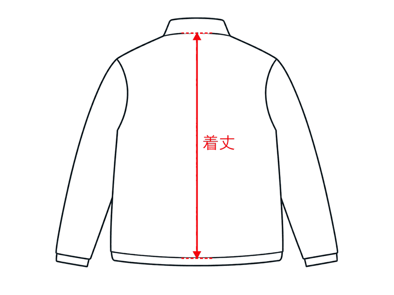 ブルゾン背面の計測箇所:着丈